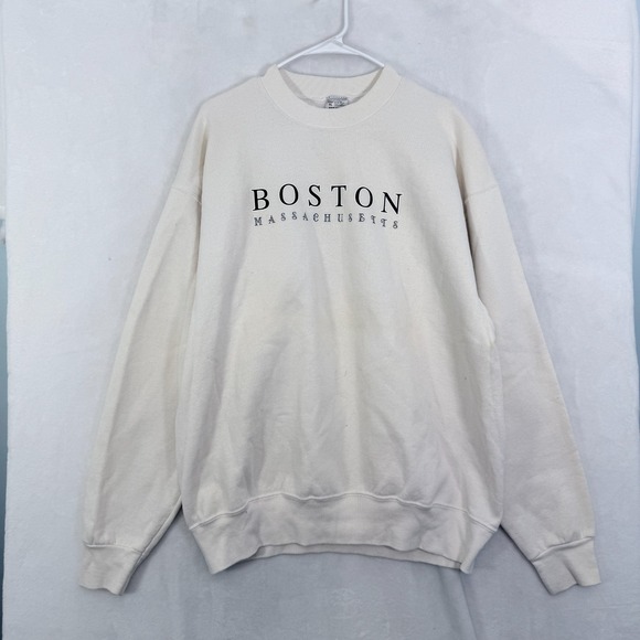 Fruit of the Loom Other - Vintage Boston Sweatshirt Mens XL Cream Massachusetts Fleece